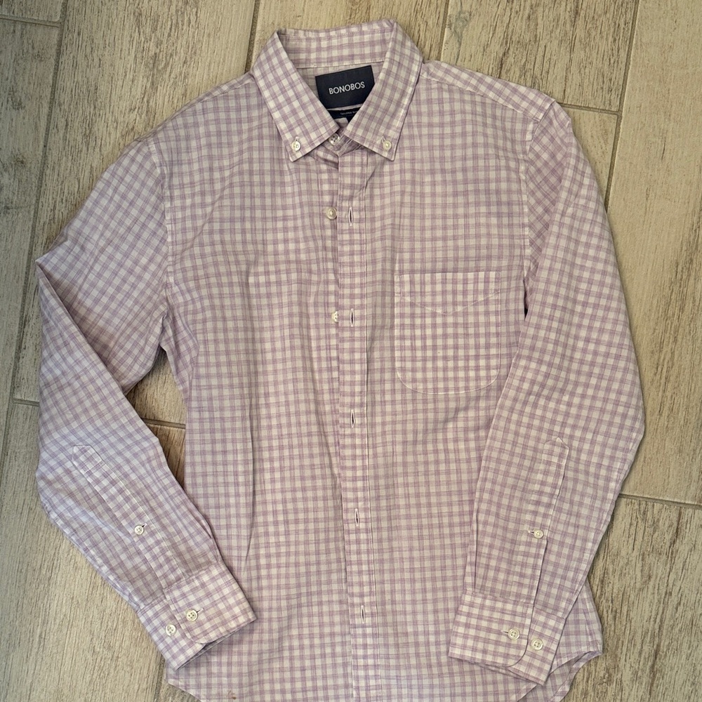 Bonobos Lavender Checkered Casual Shirt
